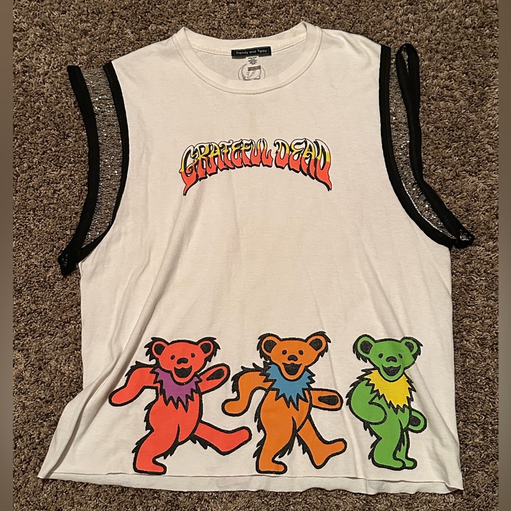Grateful Dead Women's White Tee with Dancing Bears